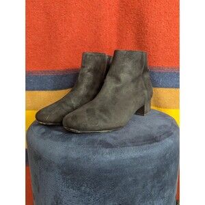 Clarks Side Zip Ankle Boot Faux Suede Black US 8 Bootie Comfort EU 39 (Q04)